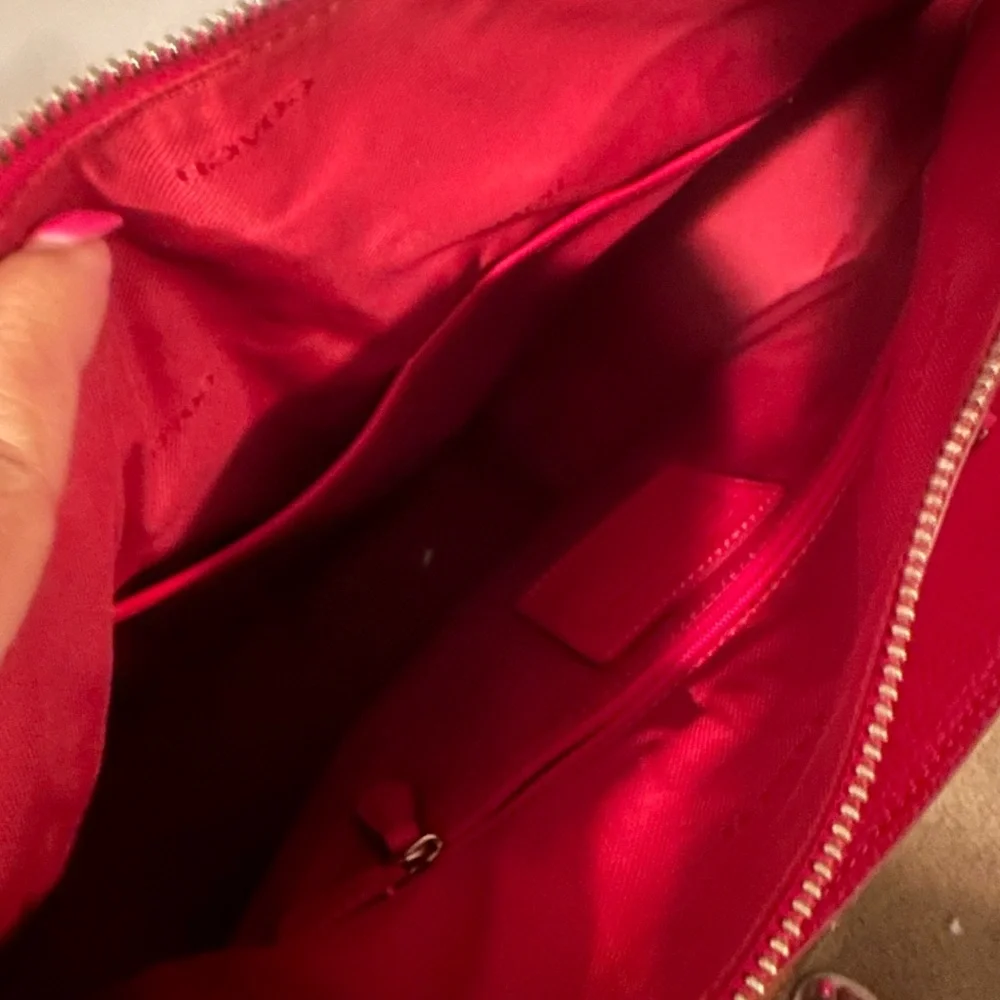 Coach Pebble Leather Turnlock Hobo Crossbody Bag- RED - Picture 6 of 16